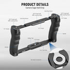 NEEWER Universal Camera Cage & Top Handle with 3/8" ARRI Locating Pins Kit, Video Rig Camera Stabilizer with Arca Type Base, Dual Handgrips, Compatible with SmallRig Accessories, CA016T