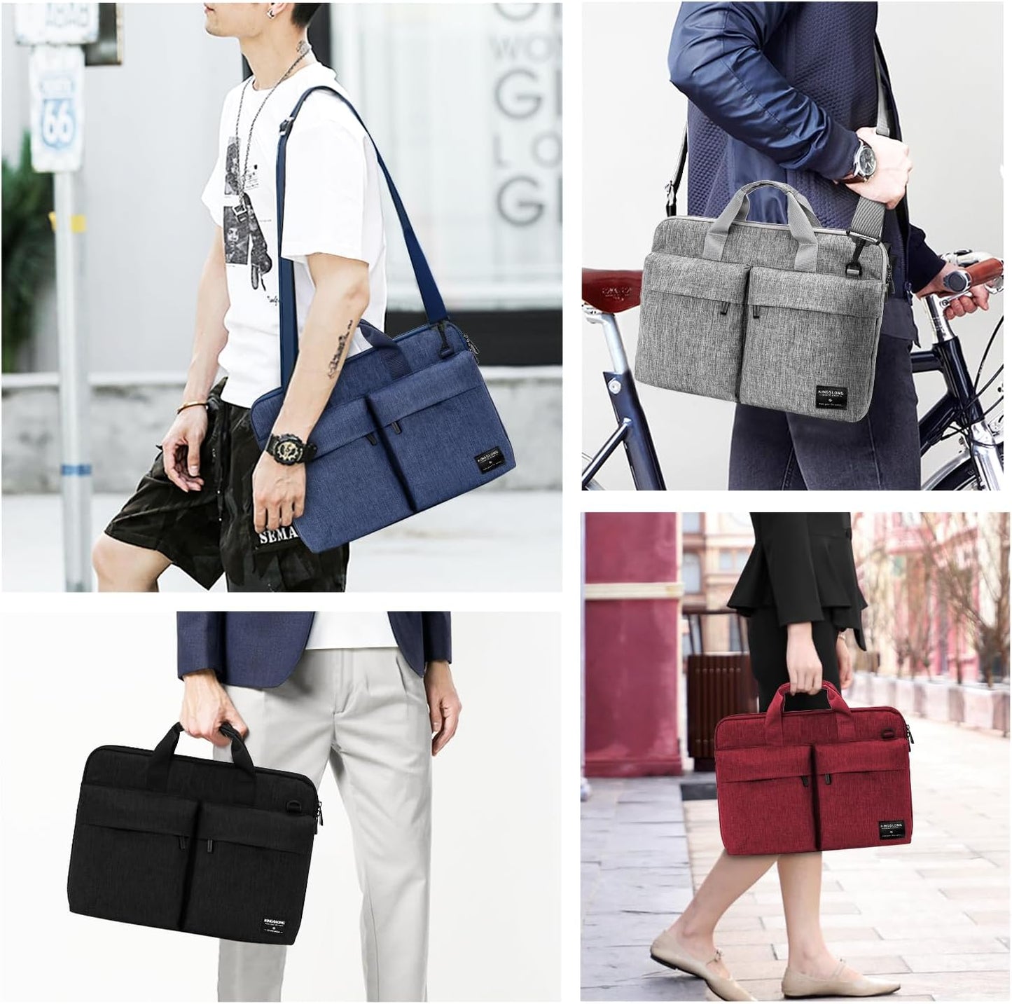KINGSLONG 14 inch Laptop Bag with Shoulder Strap, Messenger Bag, Slim Computer Carrying Case Notebook Handbag Fit for Acer Asus Lenovo HP Toshiba, Blue
