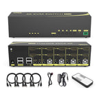 eKL HDMI KVM Switch 4 in 2 Out Dual Monitor Extended Display 4K@60Hz 4:4:4 with Audio and USB 2.0 Hub Sharing PC Monitor Keyboard Mouse Switcher