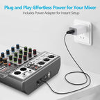 Aveek Professional Audio Mixer, Sound Board Mixing Console with 5 Channel Digital USB Bluetooth Echo Delay Effect, Input 48V Phantom Power Stereo DJ Mixers for Recording, Live Streaming, Podcasting