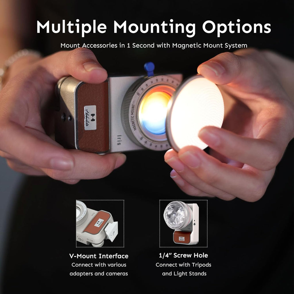 Iris Portable LED Photography Light Creator Kit with LCD Display, App Control, CRI/TLCI 96+, 2700-6500K Bi-Color On Camera Light for Content Creators, 5W