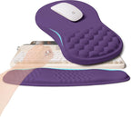2-in-1 Ergonomic Set, Wave Rise Keyboard Wrist Rest and Massage Bulge Slope Mouse Pad Wrist Support, Cushion Memory Foam Integrated to Relieve Wrist Pain, Dark Purple