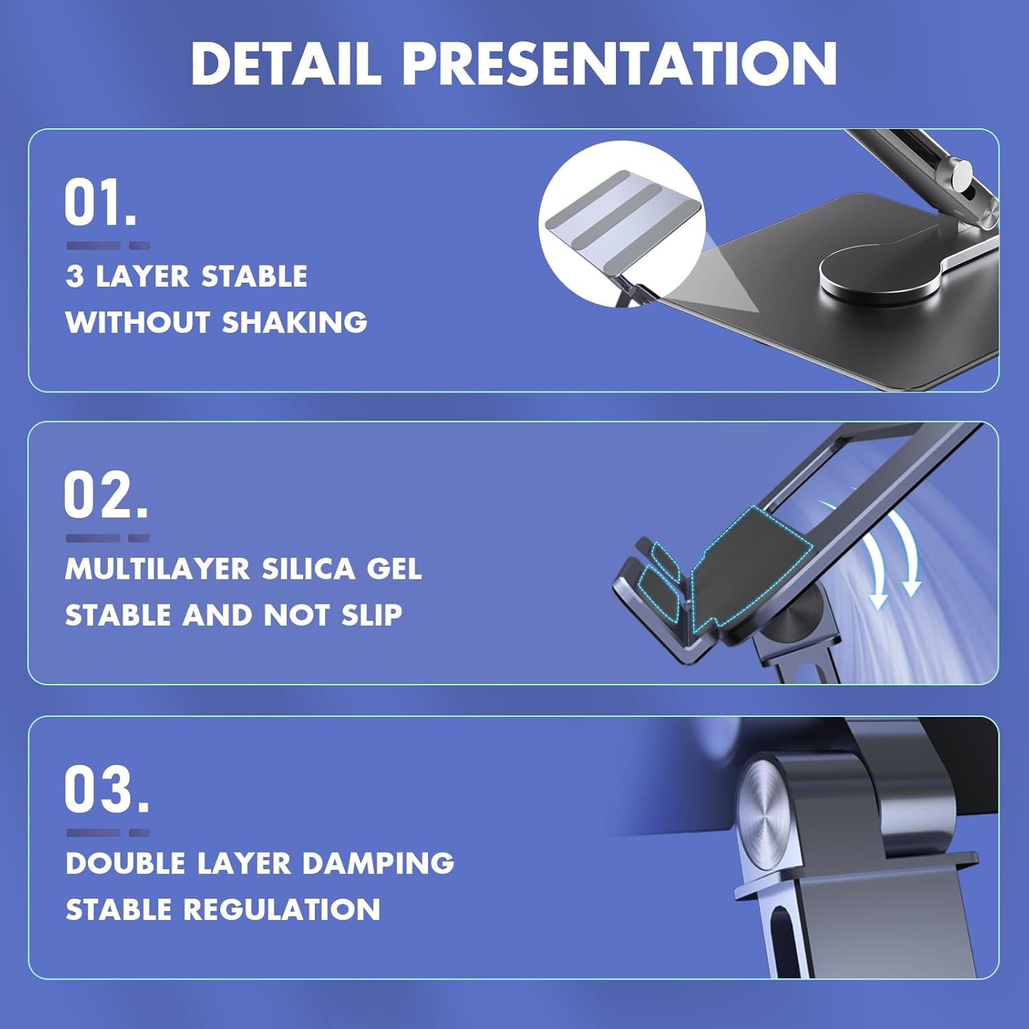 360° Rotating Tablet Stand - Adjustable iPad Tablet Holder for Desk, Foldable iPad Swivel Stand for Home & Office (Charcoal Gray)