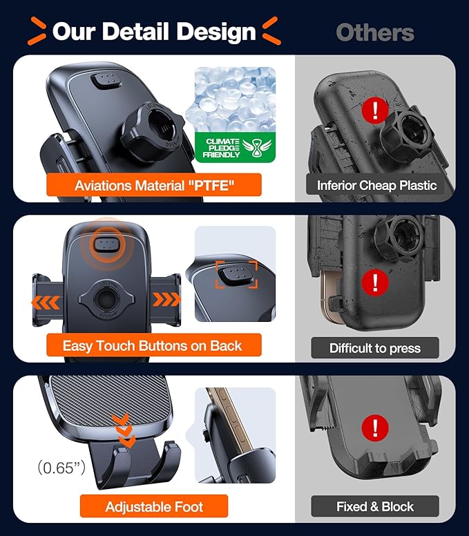 TORRAS [Ultra-Durable Cell Phone Holder for Car, Universal Mount Dashboard Windshield Vent Compatible with iPhone 16 15 14 13 12 Pro Max, Samsung Galaxy S23+ Ultra S10 Note Plus