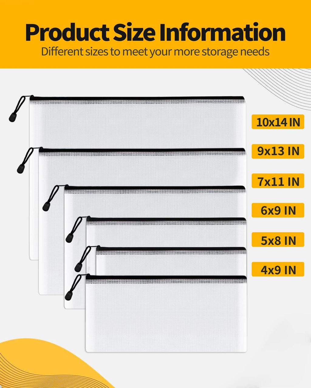 SUNEE Multisize Mesh Zipper Pouch (Black, 30 Packs), Mesh Bags with Zipper for School Office Supplies, Puzzles & Games, Accessories, Waterproof Zipper Pouches for Organizing