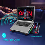 Laptop Cooling Pad, Gaming Laptop Cooler with 9 Quiet Fans, Laptop Cooling Stand for 12-17 Inch, Laptop Computer Fan with 5 Height Adjustable,2 USB Ports,1 Phone Stand