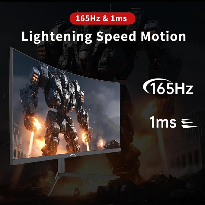 KTC 24 inch 1500R Curved Gaming Monitor 165Hz 1ms FHD 1080p VA Tilt Adaptive Sync HDR 110% sRGB DP/HDMI,VESA for Gaming Home Office Business PS5 PC Monitors