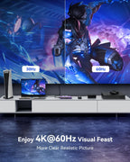 HDMI Switch 5 in 1 Out 4K@60Hz, GANA HDMI Splitter Switcher with Remote, Aluminum HDMI 2.0 Switch Box Hub for 3D, HDCP2.2, HDR, Compatible with Xbox, PS5/4/3,Fire Stick,Roku,Blu-Ray Player, Purple