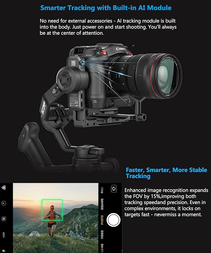 FeiyuTech SCORP 3 KIT Gimbal Stabilizer for DSLR and Mirrorless Camera,Built-in AI Tracking,Detachable Handle,3-Axis Gimbal for Sony/Canon/Nikon/Fujifilm, Max 7.721lbs,Touch Screen with Case