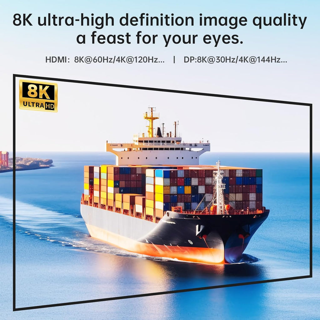 HDMI Displayport KVM Switch 3 Monitors 2 Computers 8K@60Hz 4K@144Hz,3 Monitor KVM Switch 2 Computers for 2 PC Share 3 Monitor and 4 USB3.0 Devices,Triple Monitor KVM Support Extended and Mirror Mode