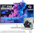 HP 27" All-in-One Desktop Computer - FHD Touchscreen | Intel Ultra 7‑155U | AI‑Enhanced Display, Facial Login | Privacy Pop‑Up Camera | Win 11 Pro, w/Accessories | 64GB DDR5 + 2TB SSD