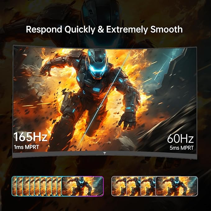 KTC 32 Inch FHD 1080p Curved Gaming Monitor - VA 1500R Curved Monitor, 165Hz 1ms MPRT, FreeSync & G-Sync, 122% sRGB, DP/HDMI, VESA, HDR10 for Gaming Home Office Business PC Monitor