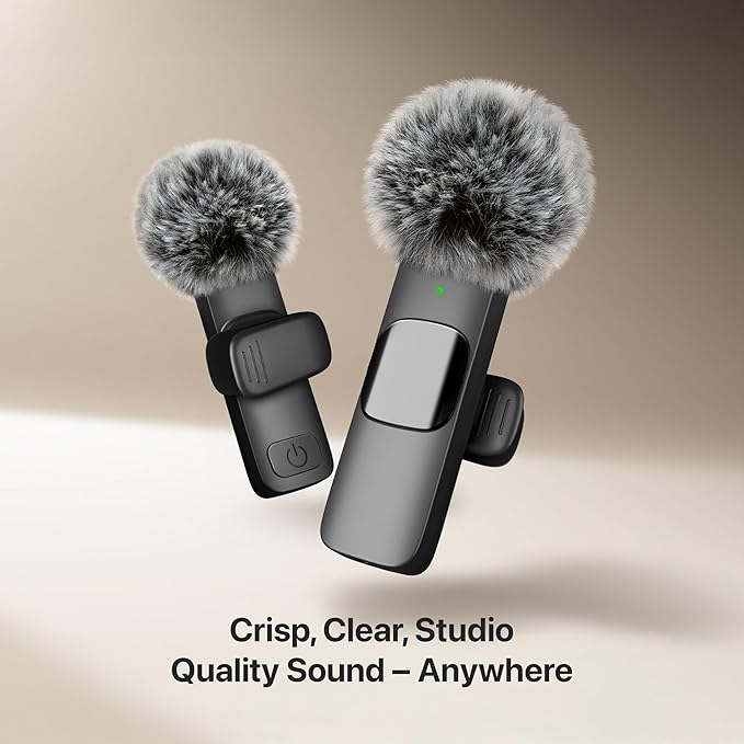 Mini Mic Pro Wireless Microphone for iPhone, iPad, Android, Lavalier Microphone for Video Recording - 2 Pack iPhone Mic Crystal Clear Recording with USB-C for Podcast, ASMR (iPhone 15+ / Android)