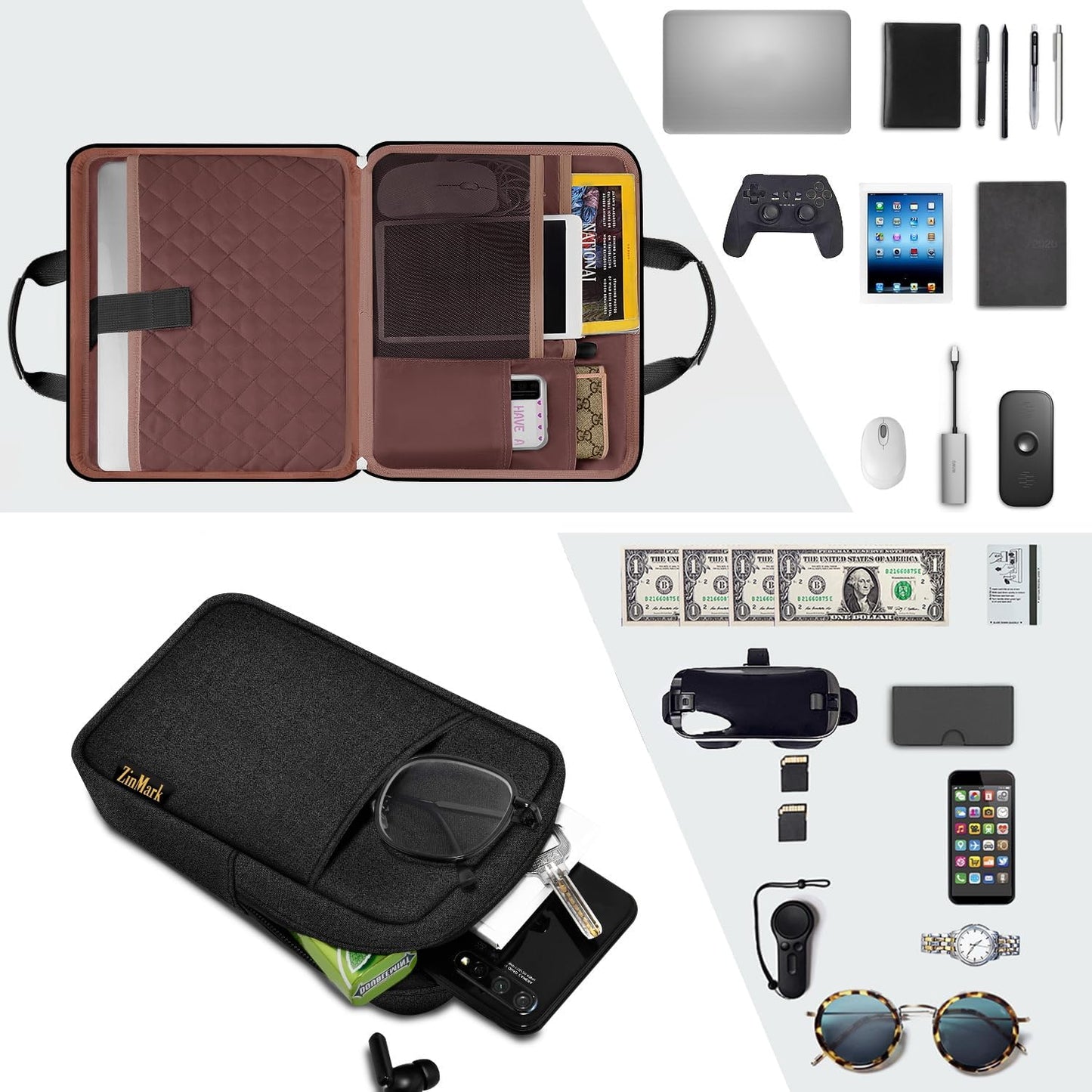 Laptop Case 15.6 Inch Briefcase Military-Grade Protection with Detachable Belt Bag, Compatible All Model of 15-16 Inch MacBook Pro and Most Popular 15.6 Inch Notebooks Chromebooks (Black)