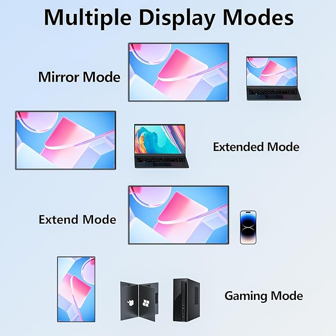 24'' Large Portable Monitor, FHD 120HZ 120% SRGB IPS USB-C HDMI Work Home Gaming Built-in Stand Speakers Second Monitor 1080P for Laptop, MacBook, Phones
