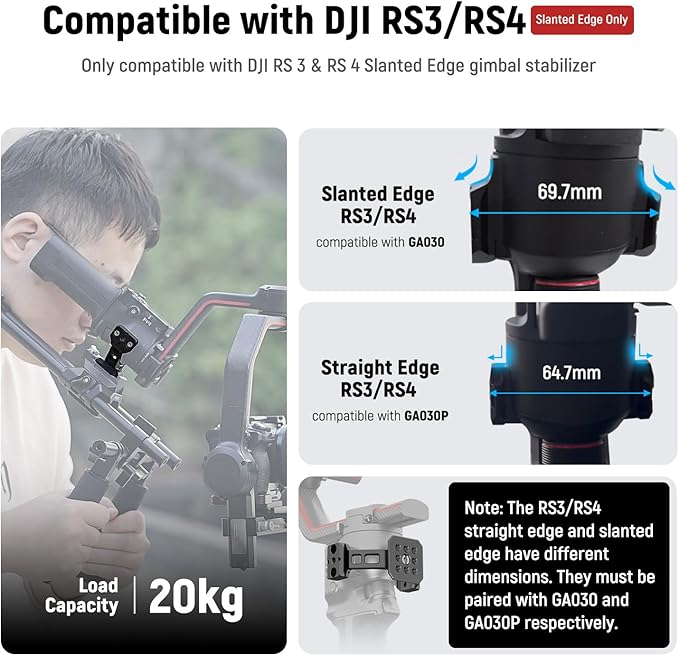 NEEWER Mount Adapter for RS3 & RS4, Arca Type Quick Release Plate with NATO Rail Compatible with DJI RS 3 RS 4 Gimbal Stabilizer Compatible with SmallRig Shoulder Rig V Mount Battery, GA030