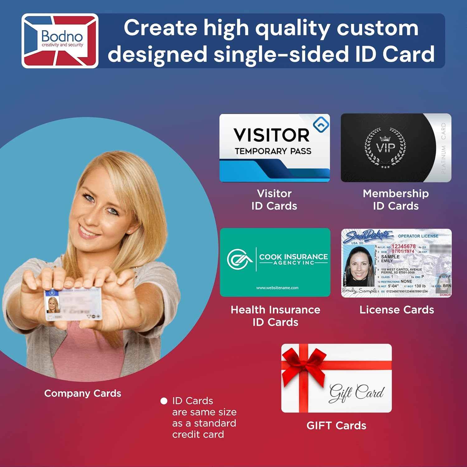 Bodno Magicard Pronto ID Card Printer & Complete Supplies Package ID Software - Bronze Edition