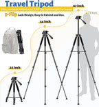 JOILCAN Tripod for Camera, 67" Heavy Duty Camera Tripod, Phone Tripods for Video Recording Photo Vlog, Aluminum Tripods with Holder & Travel Bag for Cameras DSLR iPhone Projector Laser