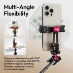 ULANZI MA61 Metal Phone Tripod Mount with Cold Shoe, 360° Adjustable Hot Shoe Camera Phone Mount for iPhone 16 15 14 Pro Max, Samsung Galaxy, Aluminum Alloy Clamp for Vlogging, Live Streaming, Video