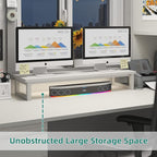 Dual Monitor Stand Riser, 39Inch Large Monitor Stands for 2 Monitors, Computer Monitor Stand, Wooden Desktop Oraganizer Shelf for Office Desk Computer,Laptop,TV