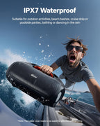 100W Bluetooth Speaker, Outdoor Wireless Boombox with Powerful Bass, RGB Lights, IPX7 Waterproof|30H Playtime|USB-C|TWS|AUX, Portable for Party, Camping, Pool, Beach, Backyard-Black