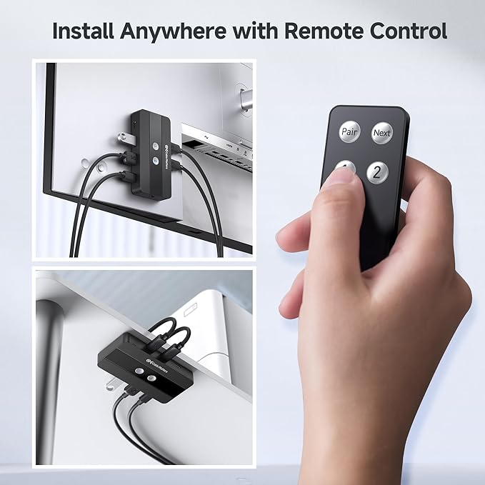 Cable Matters USB C Switch for 2 Computers with Remote Control, 10Gbps Data Transfer, Shares 2X USB-A and 2X USB-C Peripherals (Keyboard, Mouse, Printer, SSD), Data Only - No Video, No Host Charging