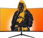 CRUA 32" Curved Gaming Monitor, 2K QHD 2560x1440P, 144Hz/165Hz Computer Monitors, 120% sRGB, FreeSync, Low Blue Light, 1800R VA Screen, HDMI 1.4/DP 1.2, Wall Mountable - Black