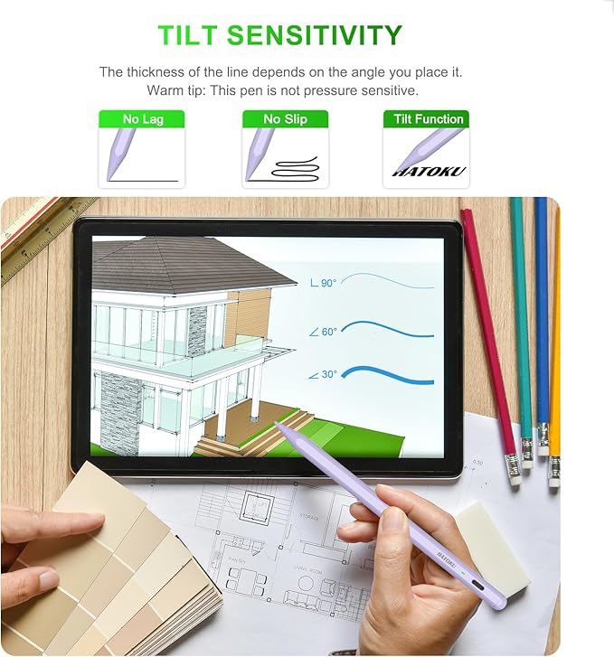 Stylus Pen for iPad 2018-2025: 15 Mins Fast Charging Pencil 1 Generation with Tilt Sensitivity Palm Rejection - Work for iPad Air 3 4 5 M2 M3- Pro 11" 12.9" M4 - Mini 5 6 - iPad 6 7 8 9 10 11 (Purple)
