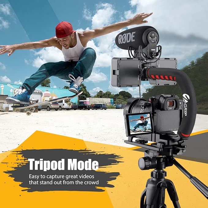 Zeadio Video Action Stabilizing Handle Grip Handheld Stabilizer with Cold-Shoe Mount for All DSLR Camera Camcorder