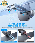 Phone Holders for Your Car with Double Metal Hook Clip, 【One-Hand Operation】 Air Vent Cell Phone Car Mount, Universal Automobile Cradle Fit for iPhone Android and All Smartphones, Dark Black