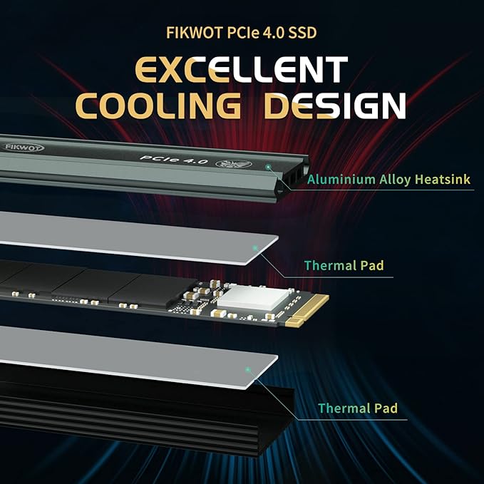 FN960 2TB M.2 2280 PCIe Gen4 x4 NVMe 1.4 Internal Solid State Drive with Heatsink - Speeds up to 5,000MB/s, Dynamic SLC Cache, Internal SSD