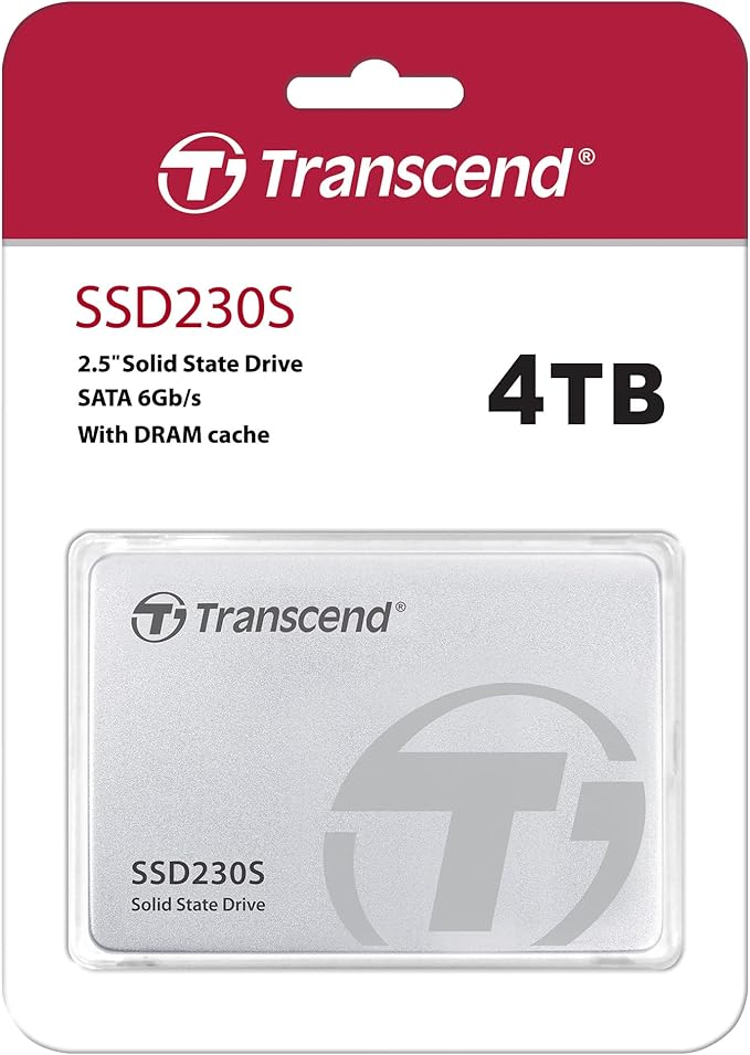 Transcend 4TB 2.5" SATA III SSD, Up to 560MB/s, Compatible with PS4, Laptops, Desktops, PCs, Notebooks, Internal Solid State Drive with SLC Cache, 3D TLC NAND, LDPC ECC - High-Speed SATA 6Gb/s Upgrade