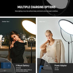 NEEWER 18" RGB LED Round Panel Video Light with APP Control, 65W 6000Lux/0.5m 2500K-8500K RGBCW Photography Studio Lighting /18 Scenes/V Battery Powered for Outdoor Filming Recording Streaming, GR18C