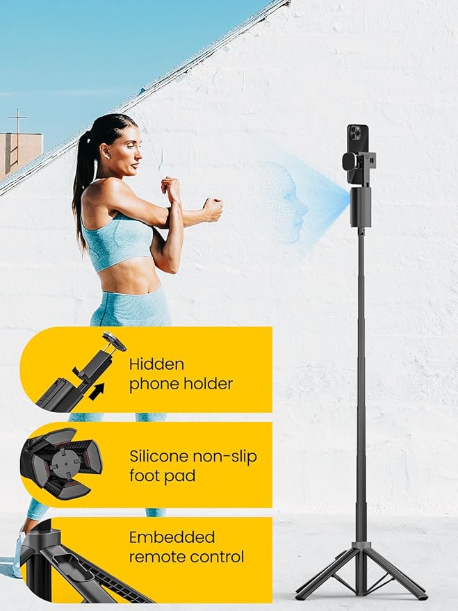 Face Tracking Tripod for iPhone,57'' Expandable Selfie Stick for iPhone,Phone Tripod for Android with Remote, No APP,Gesture Control,Content Creator Essentials for YouTube, Tiktok,Smart M3