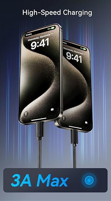 10ft Woven USB C to USB Cable for iPhone 16 Charger MFi Certified USB-C Charger Cord Fast Charging for Apple iPhone 16 Pro Max/15/15 Plus, AirPods Pro, iPhone 15 Pro Max Car CarPlay (Black)