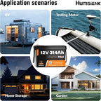 12V 300Ah (314Ah) LiFePO4 Lithium Mini Battery, Max. 4019Wh Energy, 15000+ Deep Cycles, 100A BMS Lithium Iron Phosphate Rechargeable Battery Great for RV, Marine and Off Grid Applications