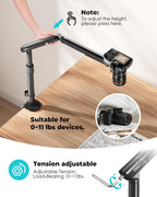 Viozon Overhead Camera Mount, Overhead Phone Stand, Flexible Aluminum Alloy Spring Arm with 360° Ball Head,1/4"&3/8" Interface for DSLR Camera/Rrojector/Microphone/Ring Light/Webcam/Phone