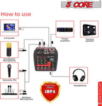 5 Core Audio Mixer 4 Channel DJ Mixing Board Small Bluetooth USB Analog Mezclador De Audio w Phantom Power Console for Live Recording Podcast Karaoke PARENT MX 4CH (Black)