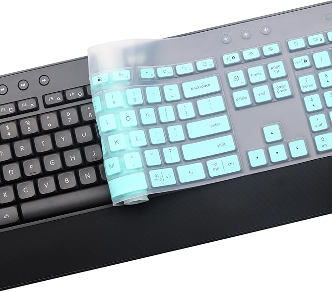 Keyboard Cover Skin for Logitech MK545 MK540 Wireless Keyboard, Logitech MK545 Keyboard Protector, Logitech MK540 Ultra Thin Desktop PC Silicone Clear Keyboard Skin Protector-Hotblue