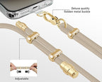 Cell Phone Lanyard Adjustable Crossbody Phone Lanyard *1 Phone Wrist Strap *1 with Deluxe Gold Matal Buckle + Clear Tether Tabs *2 for Shopping Travelling Hiking(KHAKI)