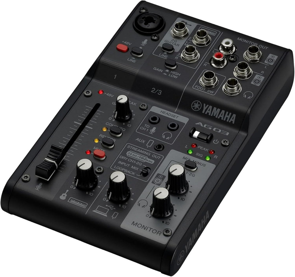 Yamaha AG03MK2 Black 6-Channel Live Streaming Loopback Mixer/USB Interface with Steinberg Software Suite