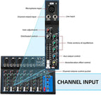 Depusheng HT7 Bluetooth Portable Audio Mixer w/USB DJ Sound Mixing Console MP3 Jack 48V Power for Computer Recording, 7-Channel Bands Mixing Boards For Studio Recording