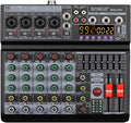 BOMGE 06A Professional 6 Channel DJ Audio Mixer, DJ Controller Sound Mixer with 99 DSP Effects,7-band EQ Independent 48V Bluetooth USB Interface Recording for Studio Stage Party Home Recording