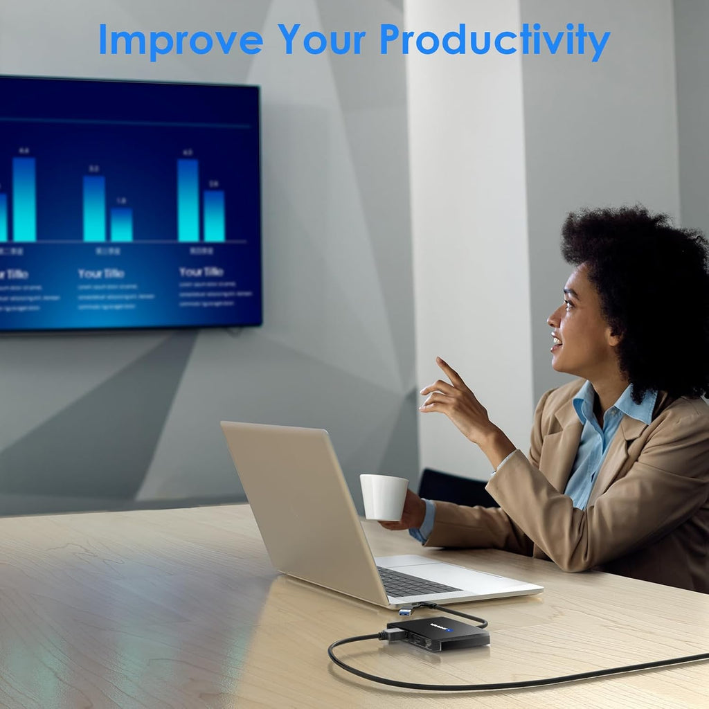 WAVLINK USB C and USB 3.0 to Dual 4K DisplayPort/HDMI Adapter, Displaylink Monitor Splitter Extended Display for Dual Monitor 4K@60Hz, HDMI/DP Splitter Compatible with Mac M1-M4,Window Laptop-Black