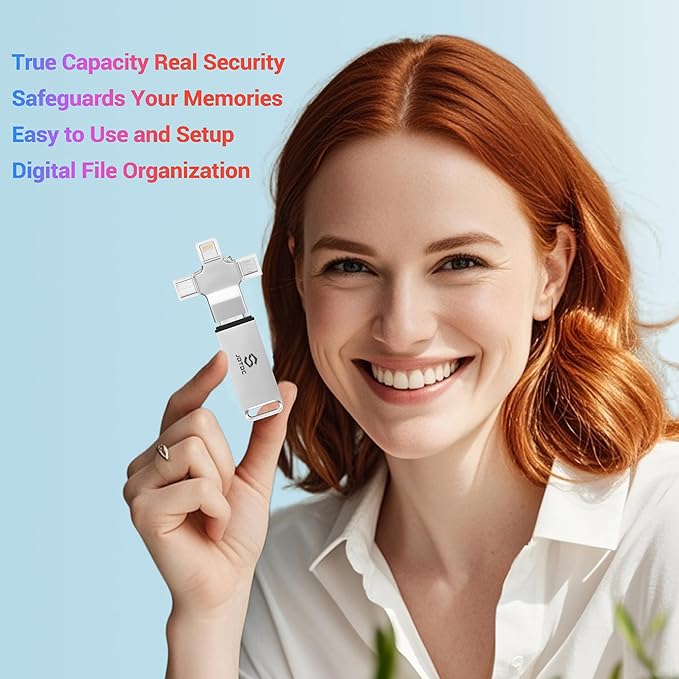 Photo-Stick 128GB Secure Auto Photo-Memory-Stick-USB-Flash-Drive for iPhone/iPad/Android/PC Photo & Video Backup Photo-Storage-Stick External-Storage-iPhone-Backup-Flash-Drive Photo-Finder-Thumb-Drive