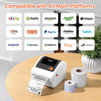 Bluetooth Thermal Shipping Label Printer - D450BT Thermal Label Printer 4x6 for Small Business & Shipping Packages, Compatible with iPhone, Android, iPad, Windows, macOS, USPS, Amazon, Tiktok