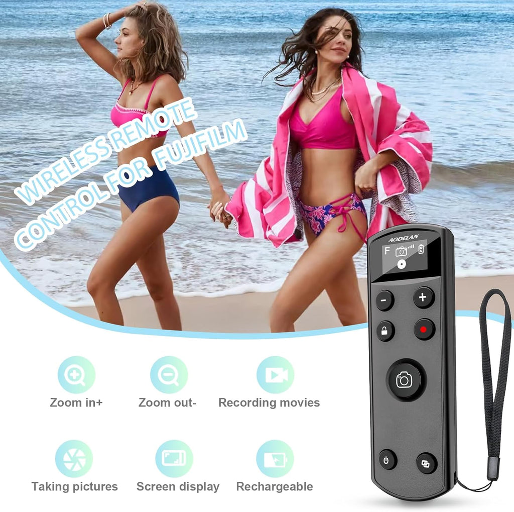 Remote Control for Fujifilm Camera,USB-C Rechargeable Wireless Shutter Release with OLED Screen for Fujifilm Fuji X100VI,X-T5,X-T4,X-T3,X-T50,X-T30II, X-T30,X-S20,X-S10,X-H2S,X-H2,X-E5 (Black)