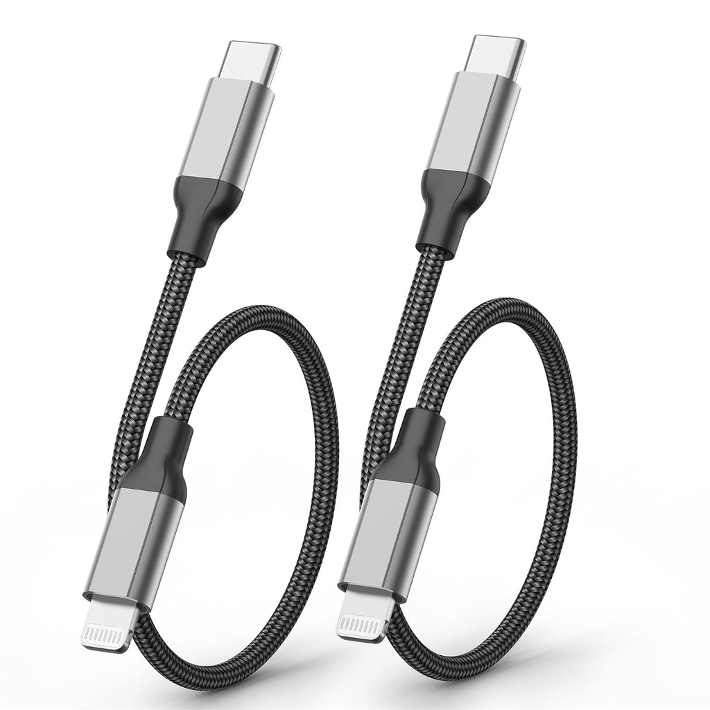 6 inch USB C to Lightning Cable Short, 0.5ft 2Pack Type C to Lightning Cord Power Delivery Fast Charging,[MFi Certified]Nylon Braided USB C iPhone Charger for iPhone14 13 12 11 Pro Max XR XS 8 SE iPad