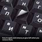 2PCS Russian Keyboard Stickers, Russian-Englsih Keyboard Letters Replacement Stickers White Font Black Background for PC Computer Laptop Notebook Desktop, Cyrillic Keyboard Alphabet Stickers