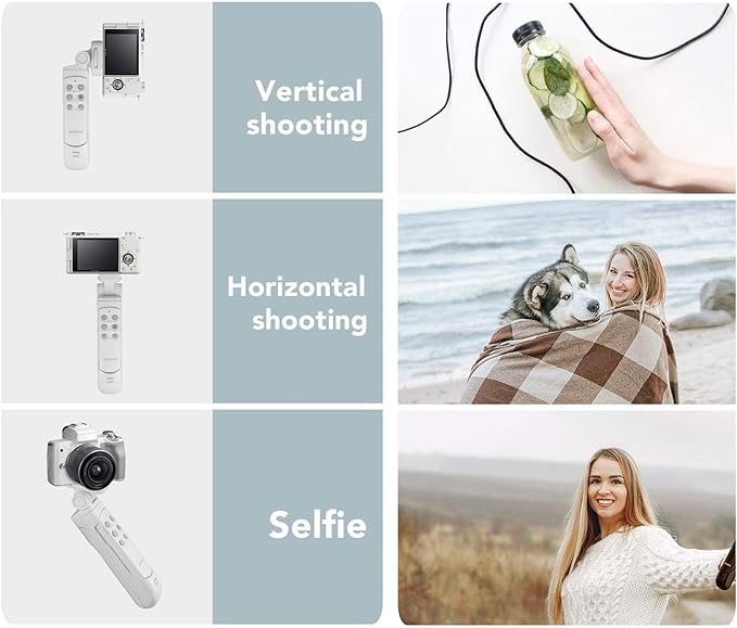 AODELAN Wireless Shooting Grip Tripod with Remote Control for Vlogging, for Sony ZV-E10,ZV-1,ZV-1 II, ZV-1F, a6100, a6400, a6600, a7 III, a7R III, a7R IV, a9, a9 II, Replace Sony GP-VPT2BT（White